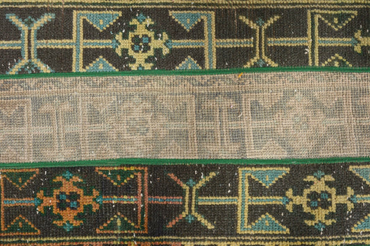 Handmade Green & Orange Rug, 1.7x3.1 Ft Area Rug
