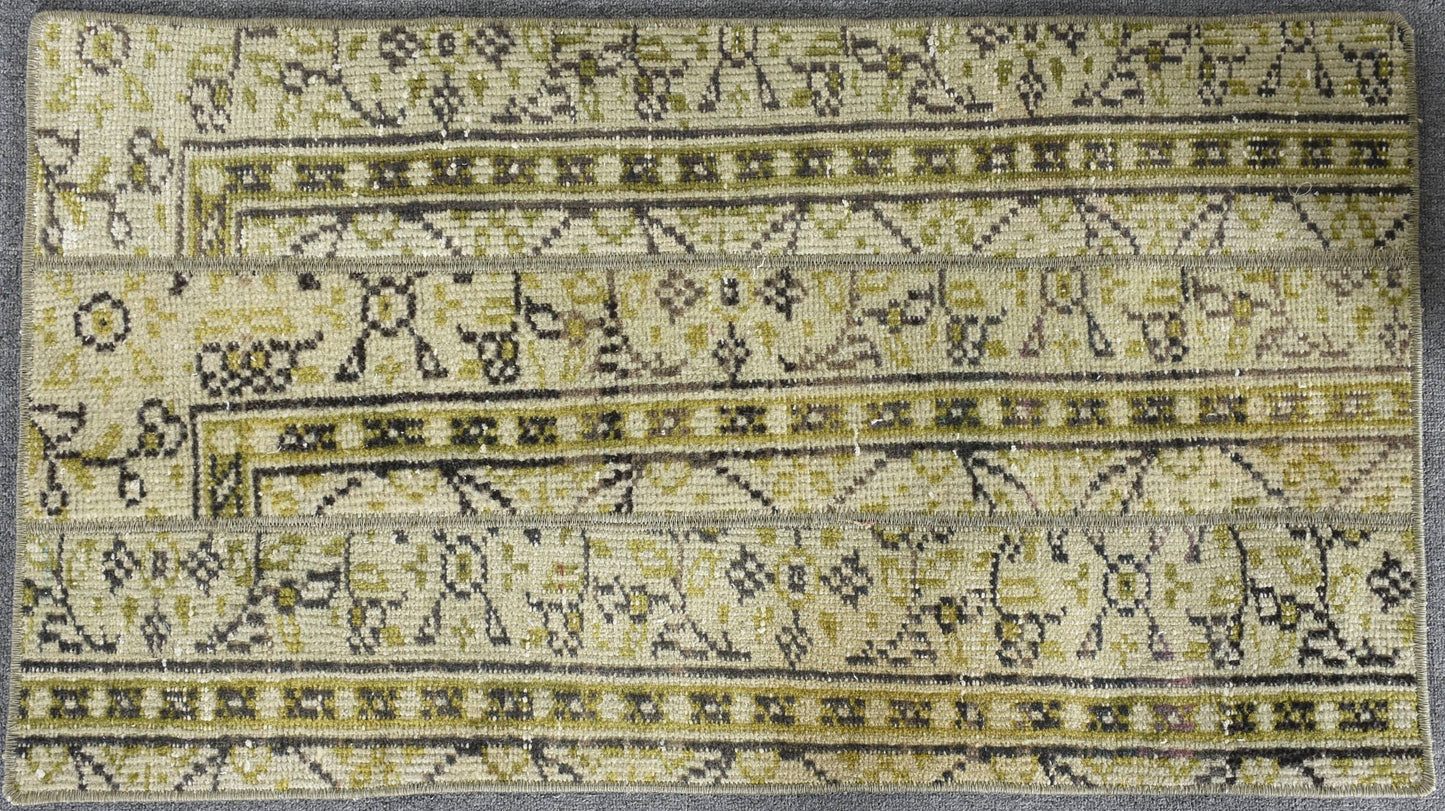Handmade Yellow Geometric Rug, 1.8x3.2 Ft Area Rug
