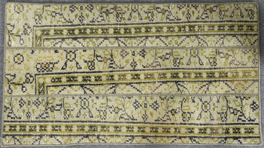 Handmade Yellow Geometric Rug, 1.8x3.2 Ft Area Rug
