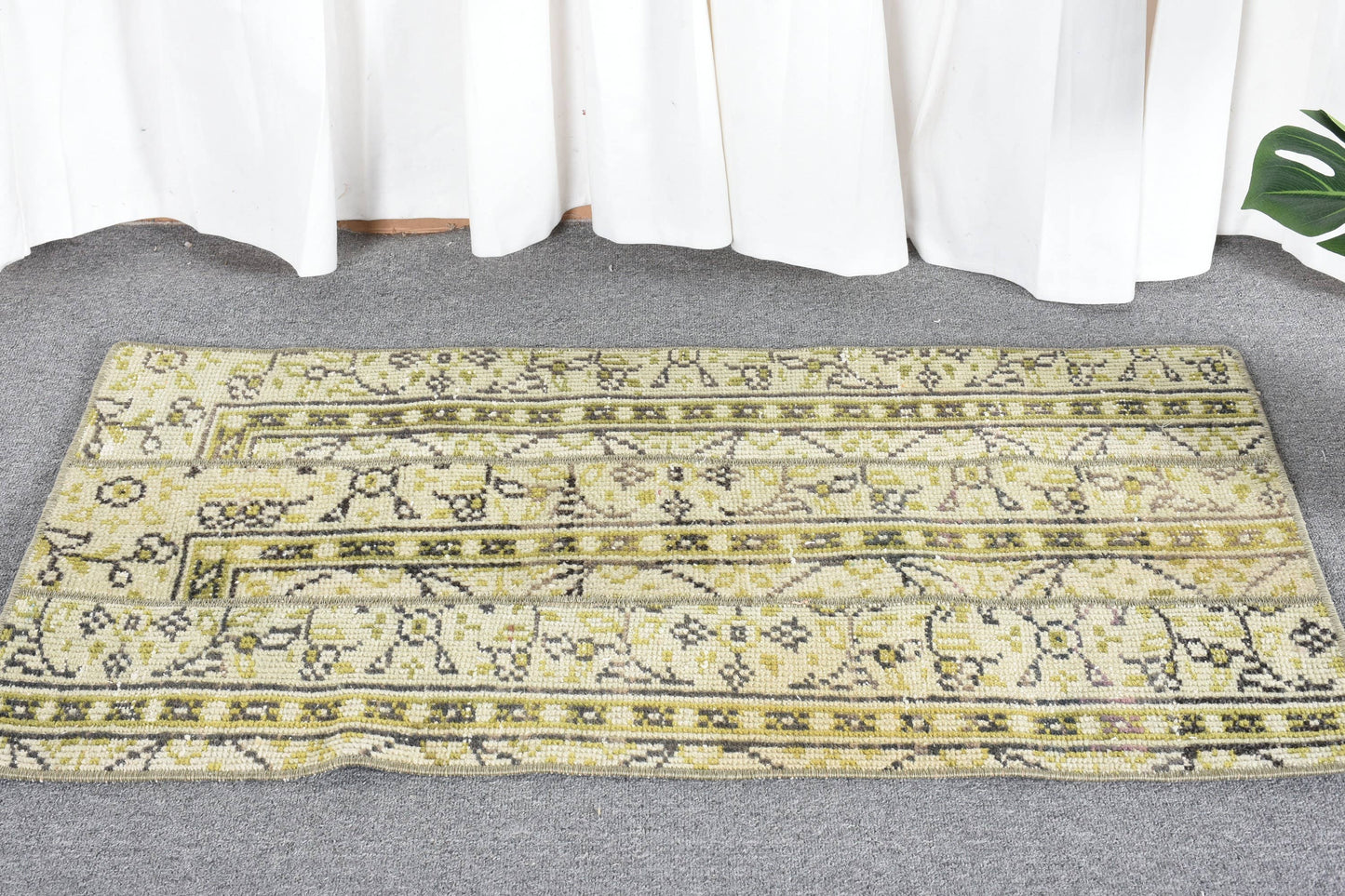 Handmade Yellow Geometric Rug, 1.8x3.2 Ft Area Rug