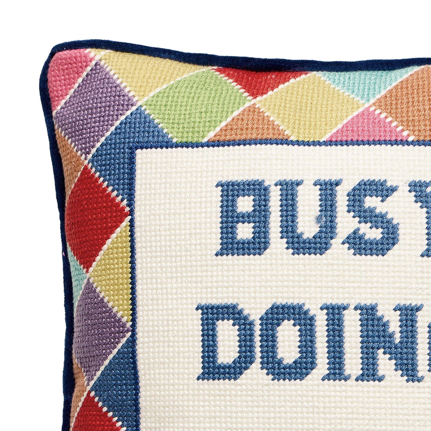 Busy Doing Nothing Needlepoint Pillow