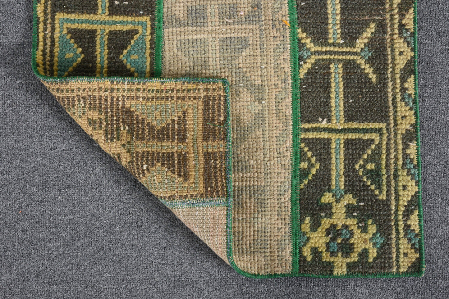 Handmade Green & Orange Rug, 1.7x3.1 Ft Area Rug