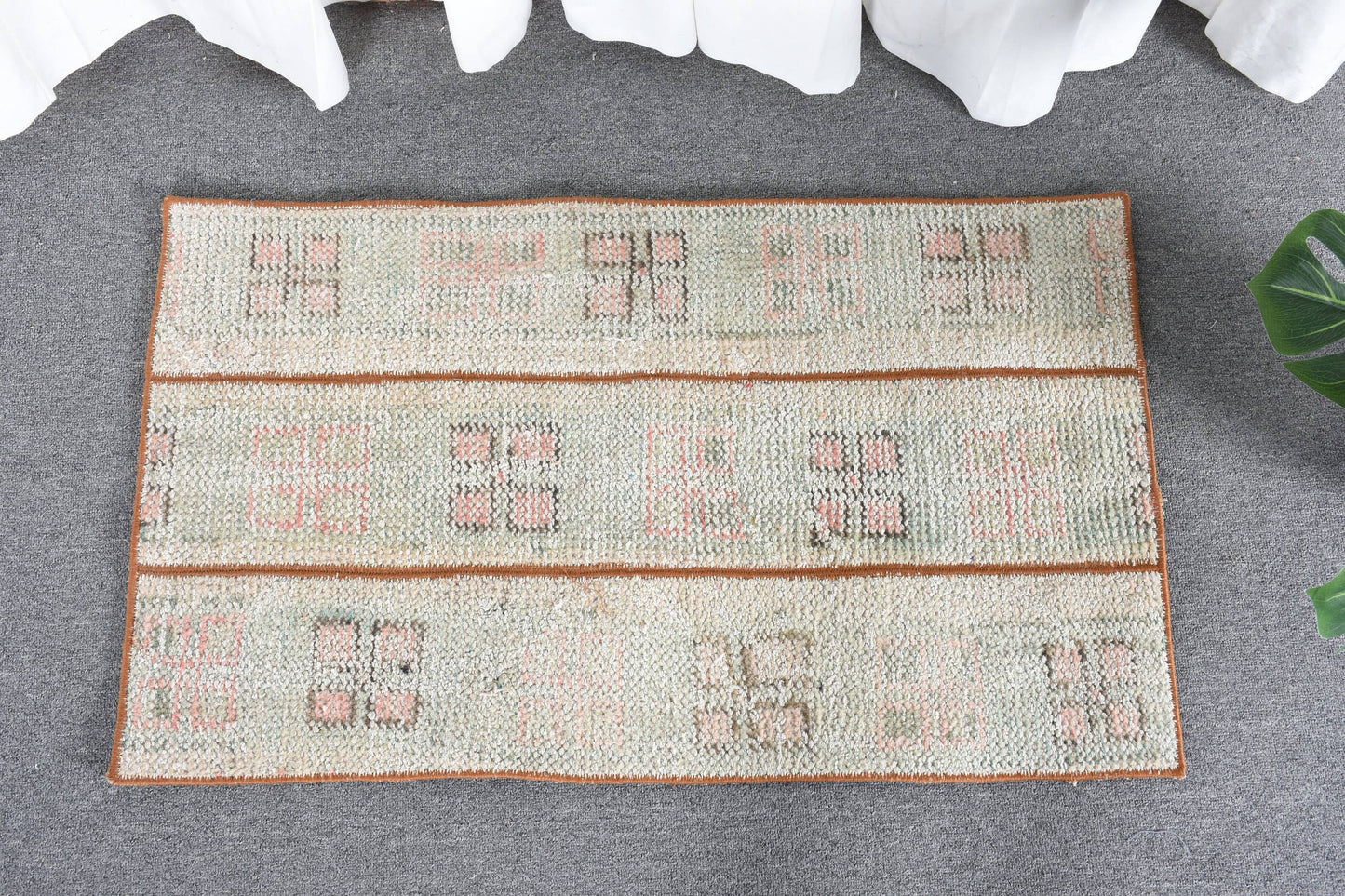 Vintage Beige & Pink Geometric Rug, 1.8x3.1 Ft Area Rug