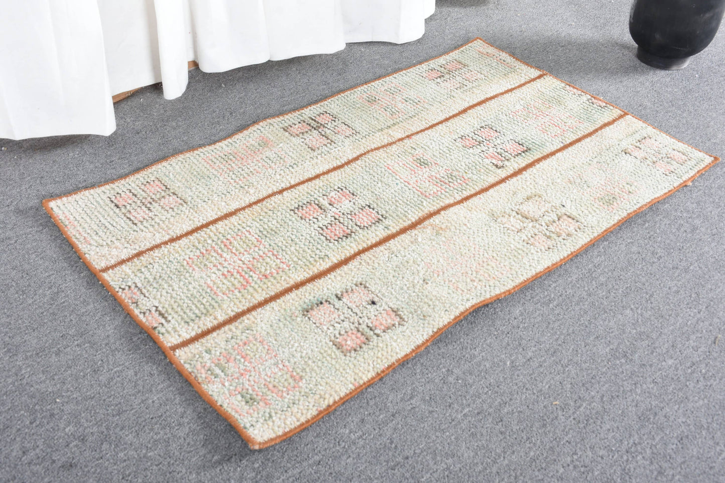 Vintage Beige & Pink Geometric Rug, 1.8x3.1 Ft Area Rug