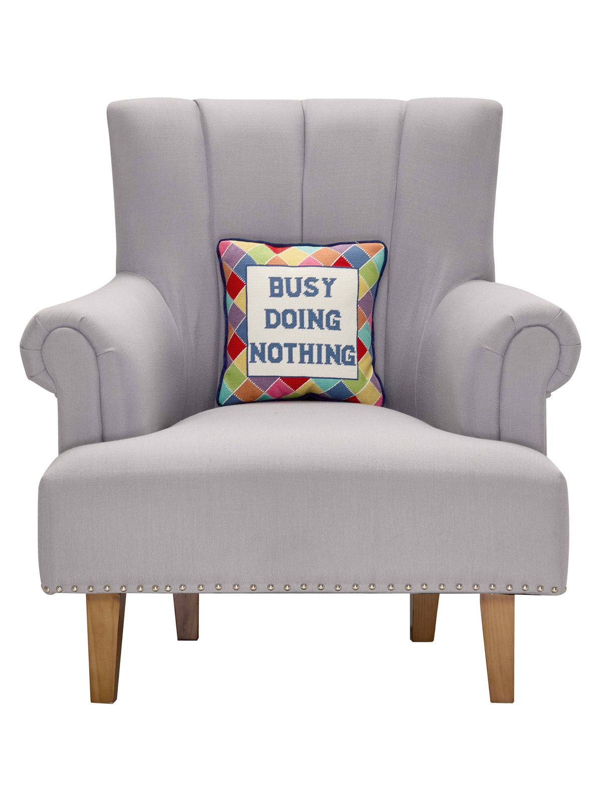 Busy Doing Nothing Needlepoint Pillow