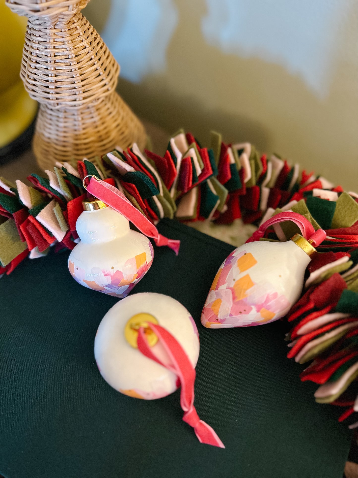 Pink Brushstroke Hand Painted Ornament