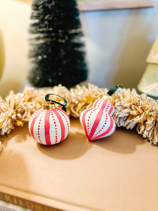 Candy Stripe Hand Painted Ornament