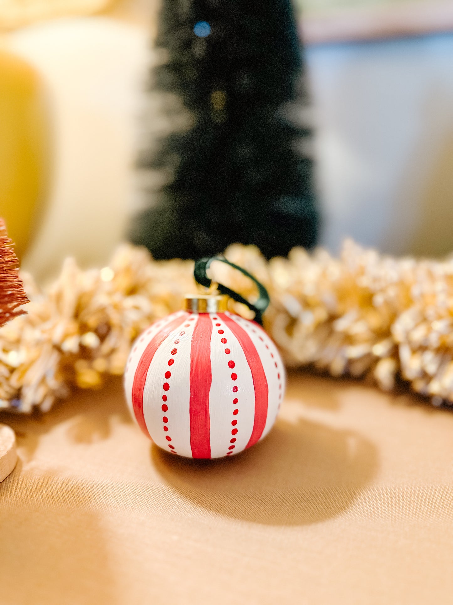 Candy Stripe Hand Painted Ornament