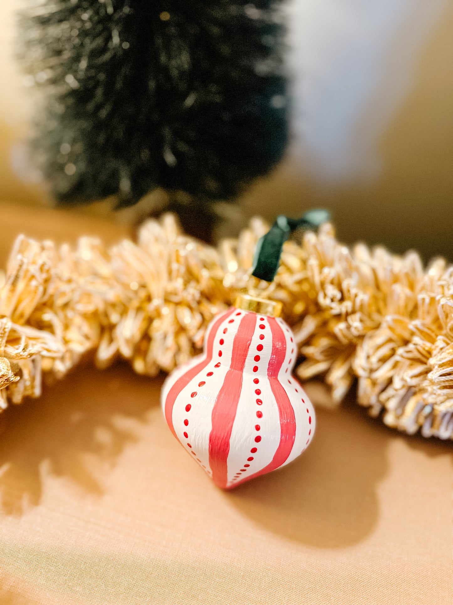 Candy Stripe Hand Painted Ornament