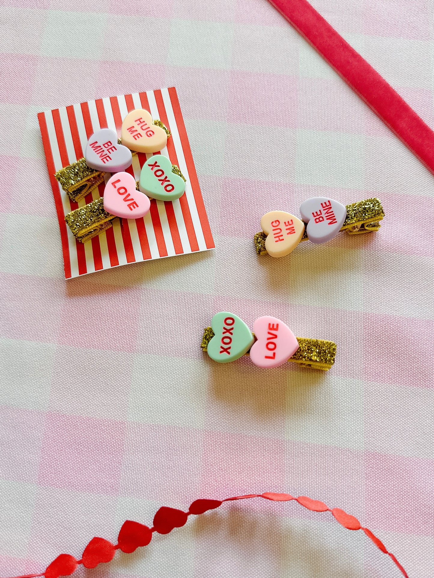 Candy Heart Alligator Clips