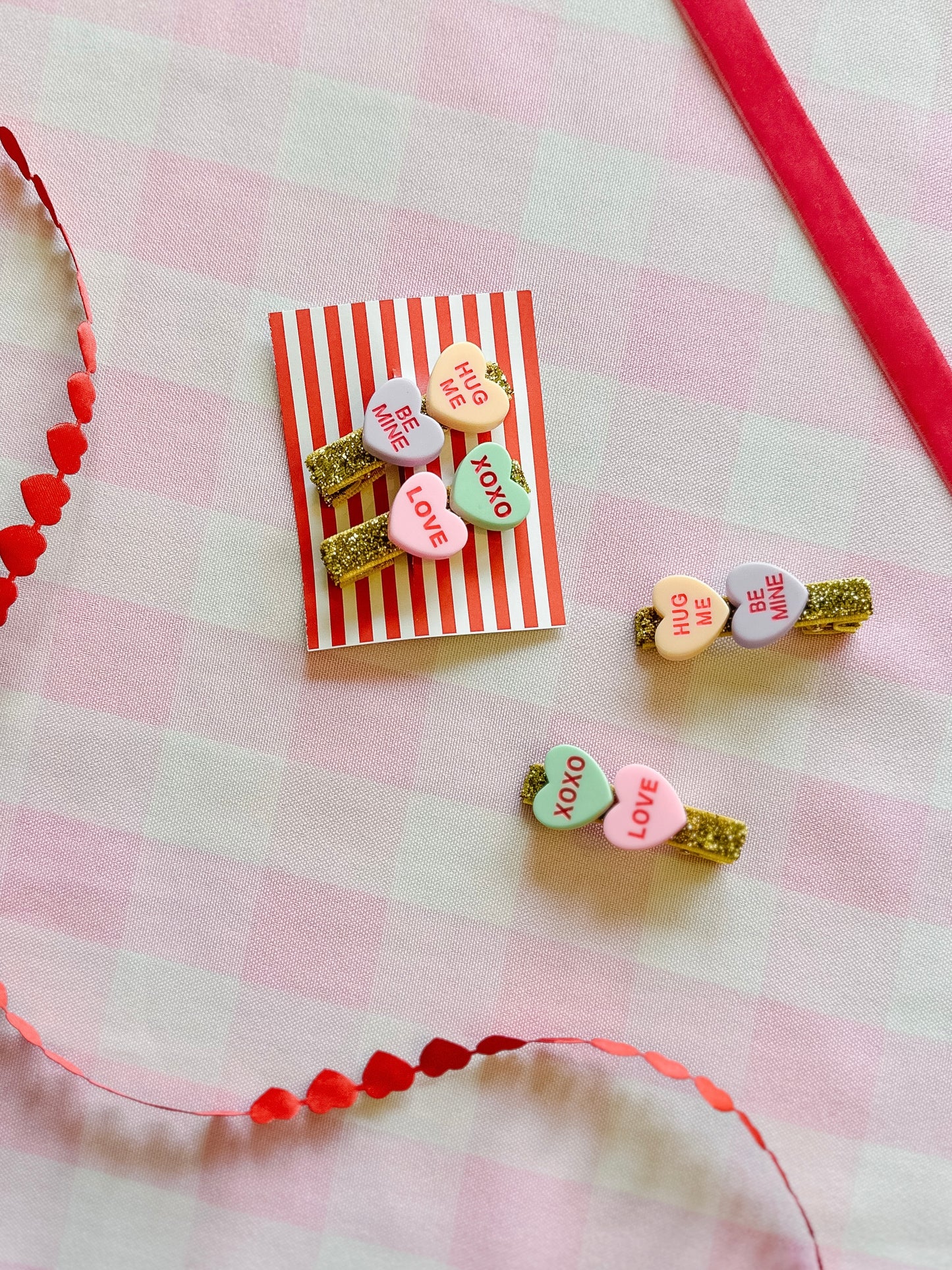 Candy Heart Alligator Clips