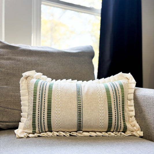 12 x 21 Pleated Trim Striped Custom Pillow