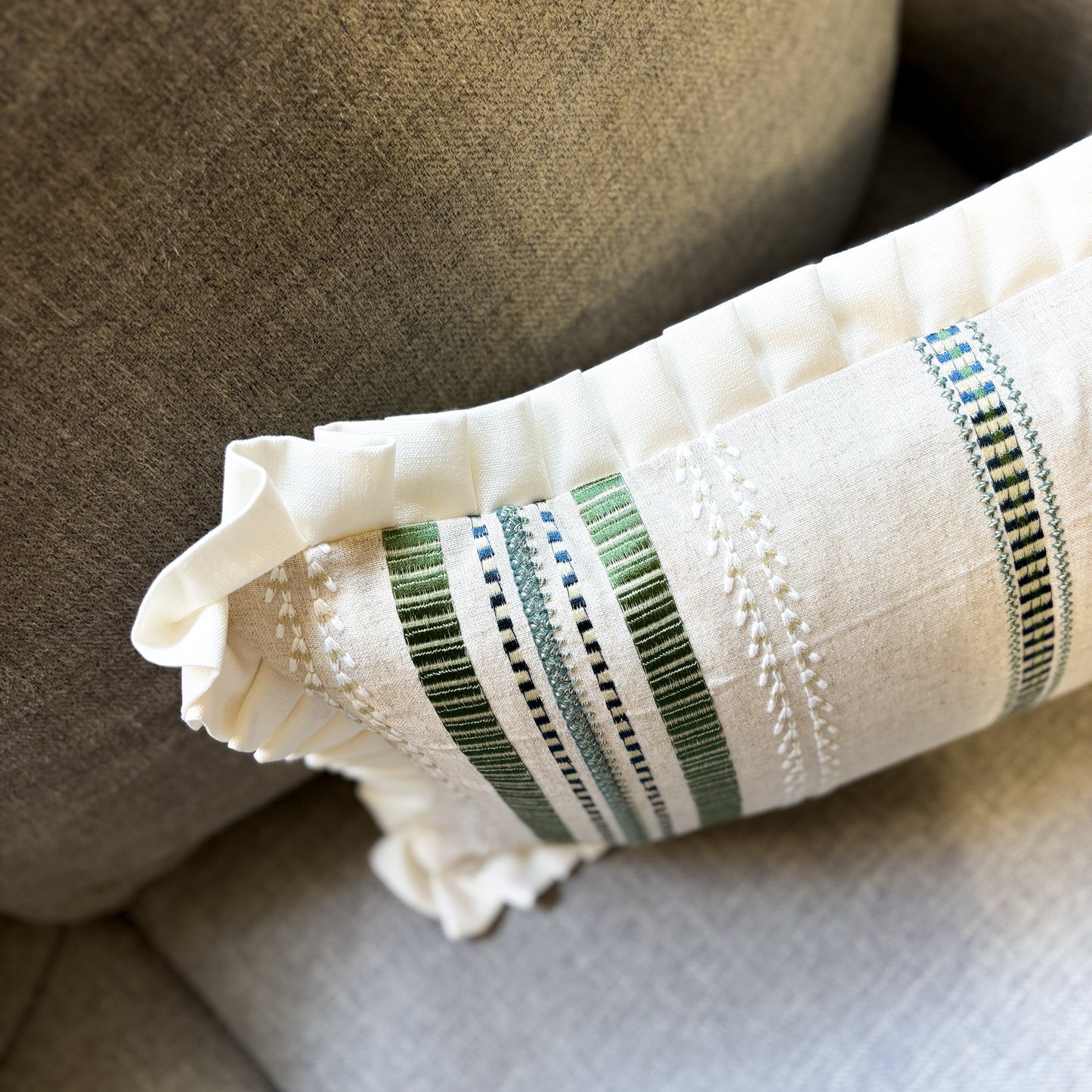 12 x 21 Pleated Trim Striped Custom Pillow