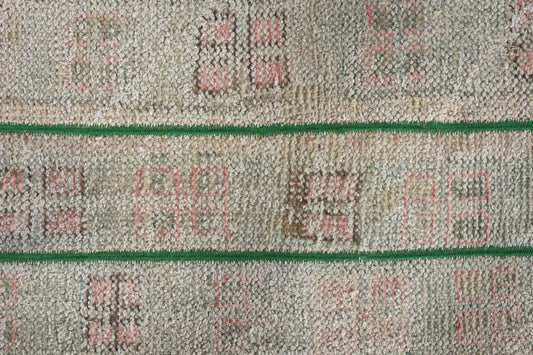 Handmade Beige Geometric Rug, 1.4x3.2 Ft Area Rug