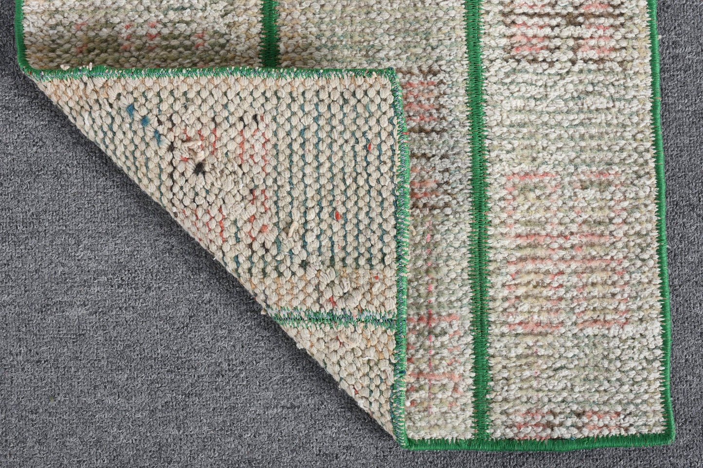 Handmade Beige Geometric Rug, 1.4x3.2 Ft Area Rug