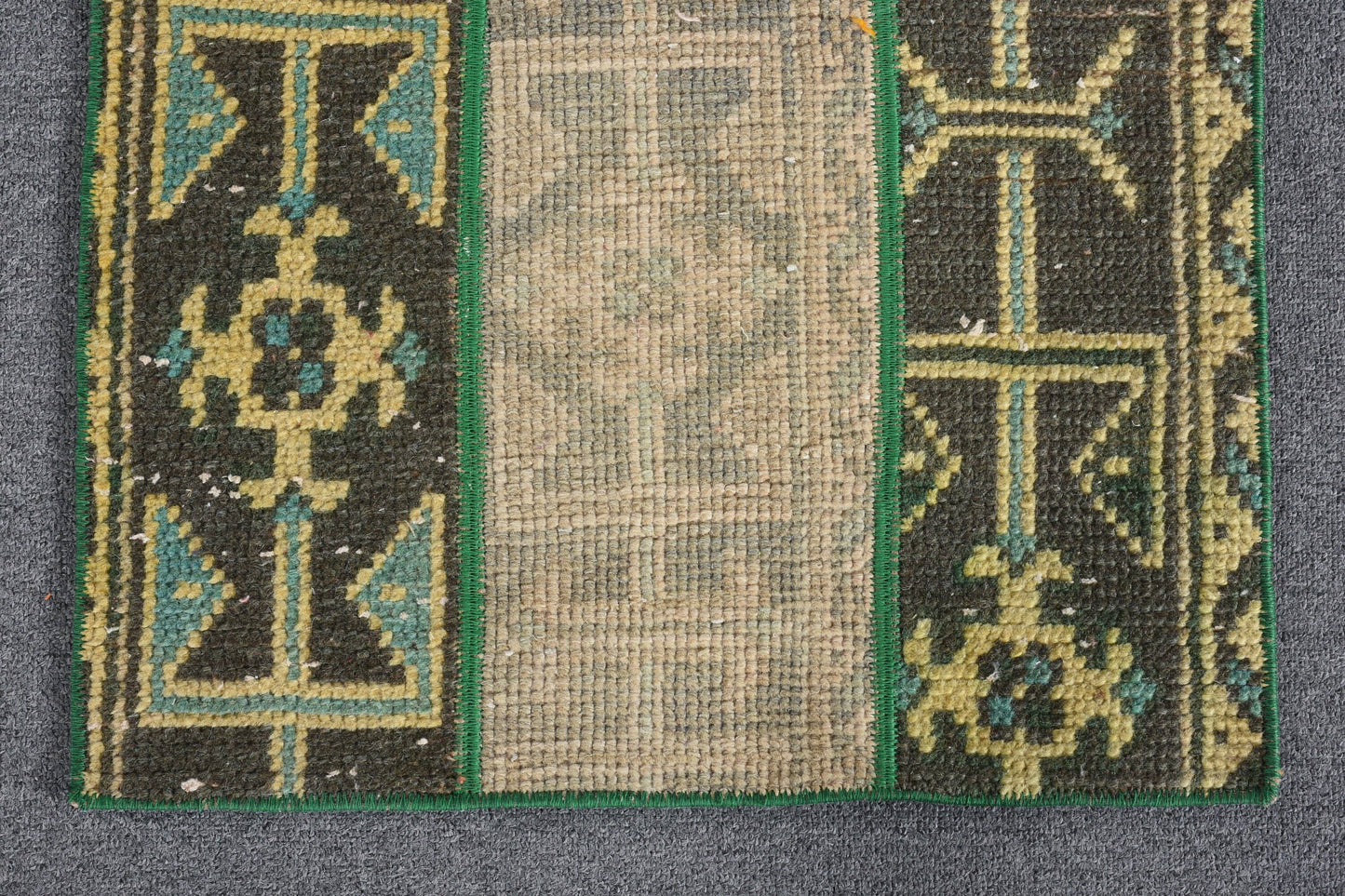 Handmade Green & Orange Rug, 1.7x3.1 Ft Area Rug