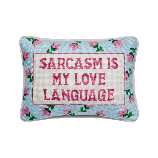 Sarcasm's My Love Language Needlepoint Pillow